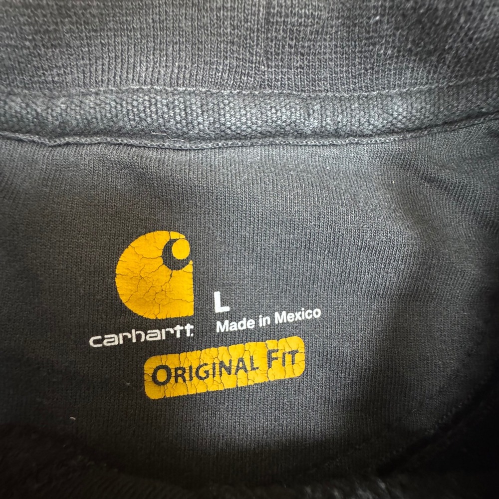 distressed Carhartt‎ Original Fit Crewneck Sweatshirt Black Mens L Pocket paint - Picture 2 of 5